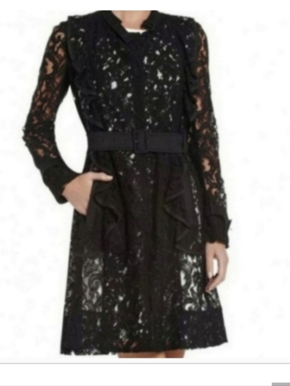 Bcbgmaxazria black lace trench